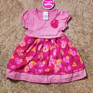 Nannette Pink and Red Floral Casual Dress